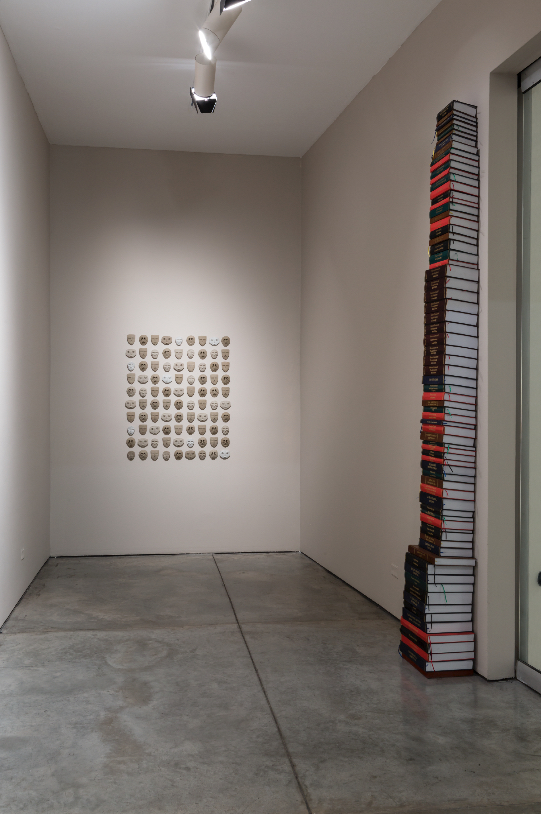 Exposición de Jorge Mejía en pared Brevísima construcción de la relación de las indias