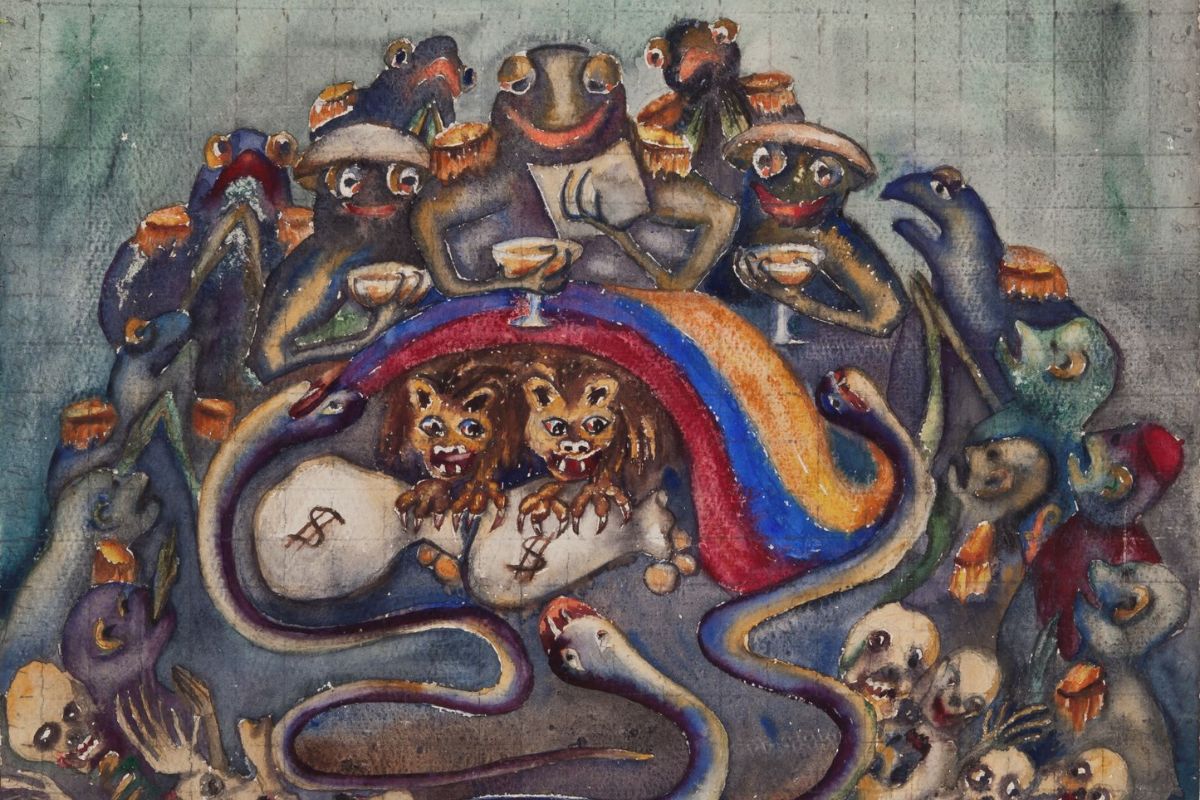 Obra Rojas Pinilla en acuarela de Débora Arango