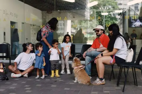 Fotografía de la Hora del Cuento con mascotas